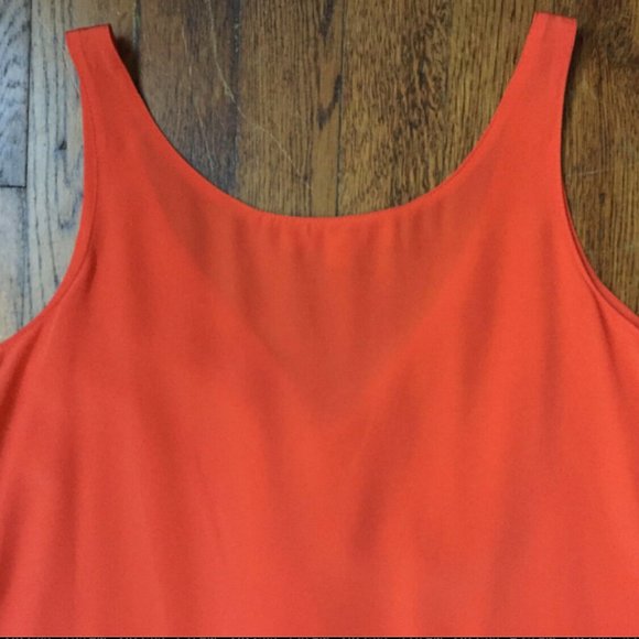 Amanda Uprichard Silk Ruffle Tank Top in Coral Tangerine - Picture 4 of 6